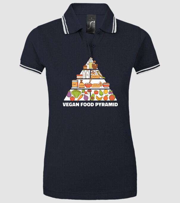 Piramidă vegan model albastru închis pe tricou