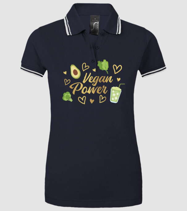 Vegan Power tricou vegan model albastru închis pe tricou