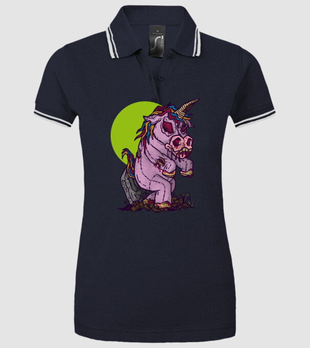 Zombie unicorn model albastru închis pe tricou