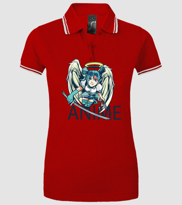 Anime fată cu sabie model roșu pe tricou