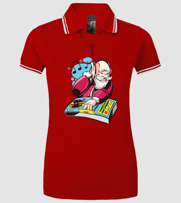 Moș Crăciun DJ model roșu pe tricou
