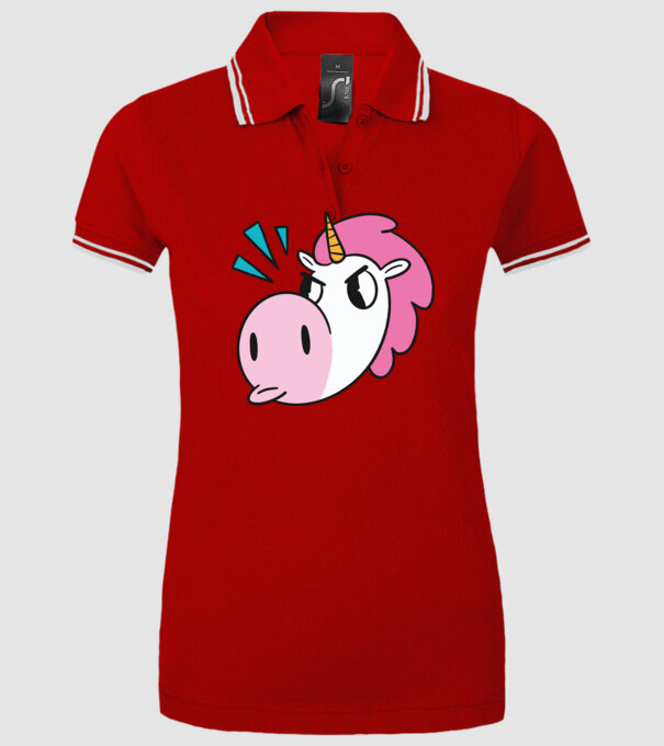 Unicorn supărat model roșu pe tricou