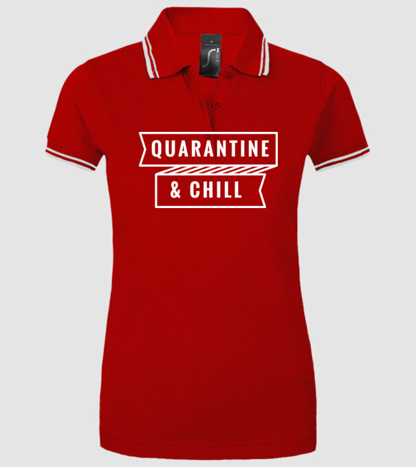 Quarantine and chill model roșu pe tricou