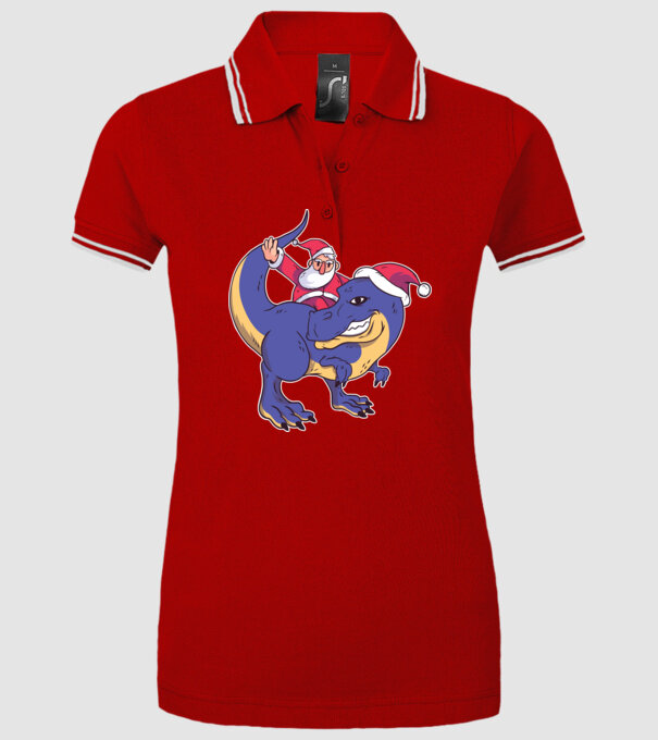 Santasaurus Moș Crăciun pe dinozaur model roșu pe tricou