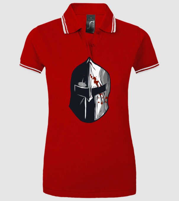 Cască războinic Sparta model roșu pe tricou