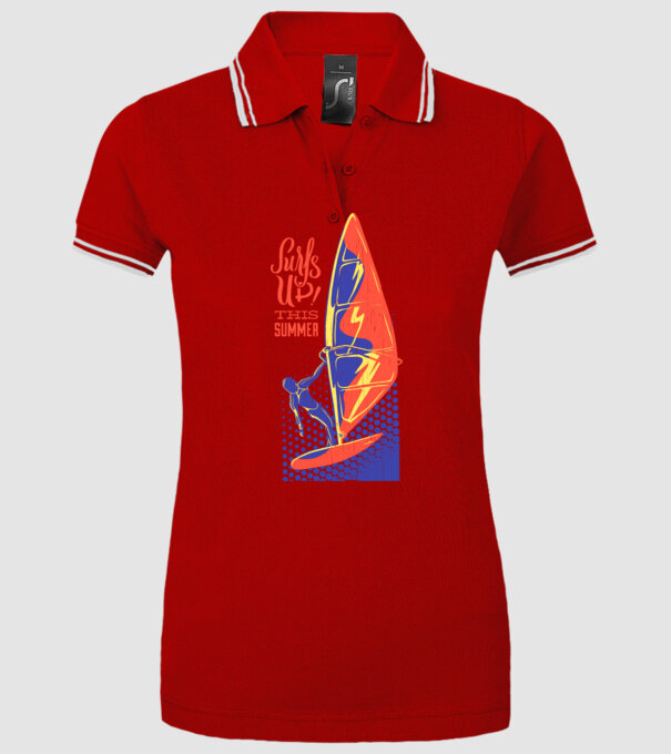 Surfs up this summer model roșu pe tricou