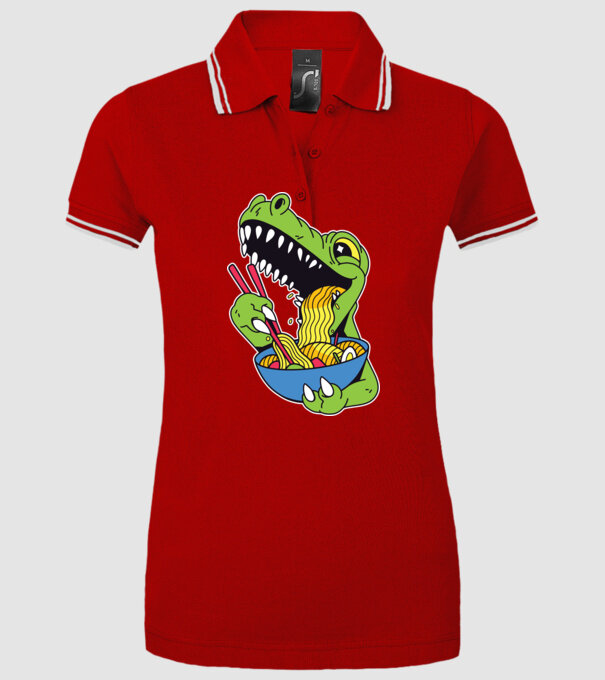 T-rex Ramen model roșu pe tricou