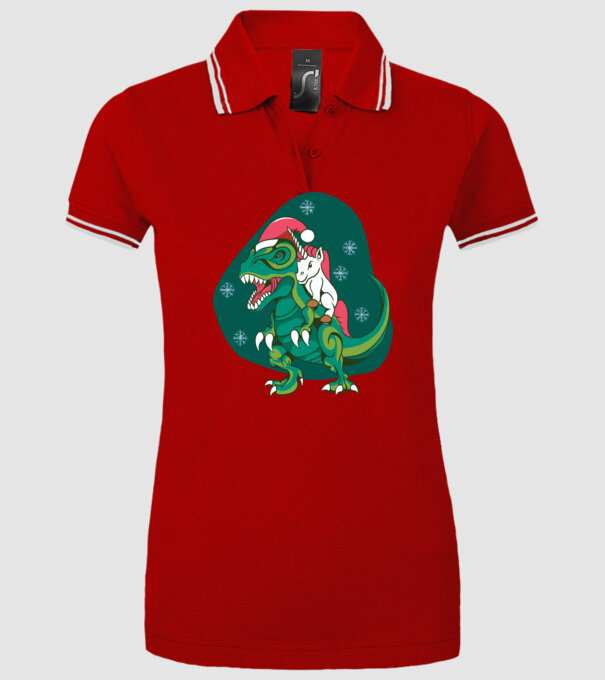 T-rex unicorn Crăciun model roșu pe tricou