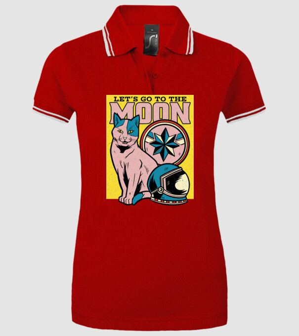 To the moon Pisică model roșu pe tricou