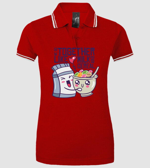 Mergem împreună ca laptele și cerealele model roșu pe tricou