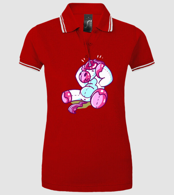 Unicorn cu inimă încornorată model roșu pe tricou