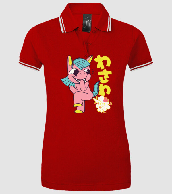 Bășică Unicorn model roșu pe tricou