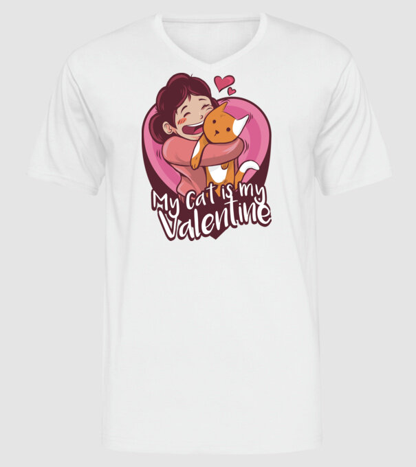 'Pisica mea este dragostea mea Tricou drăguț pentru Valentine''s Day' model alb pe tricou