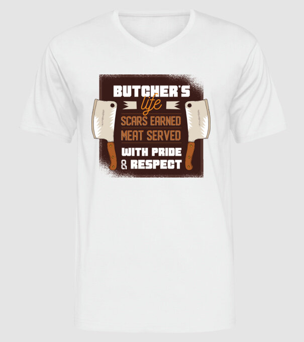 Viața măcelarului model alb pe tricou
