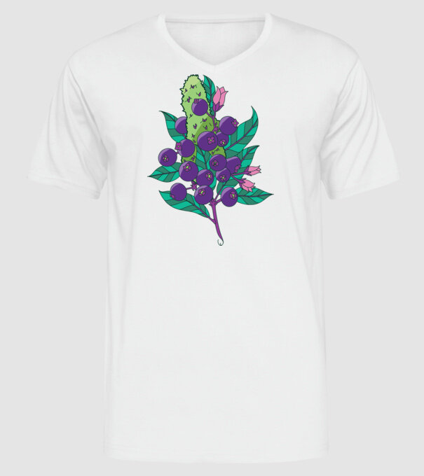 Arbust de afine model alb pe tricou