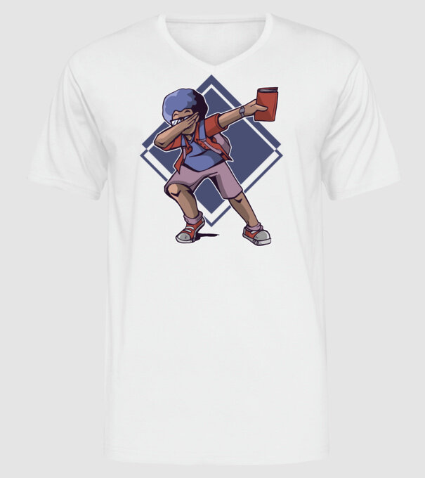 Student afro model alb pe tricou