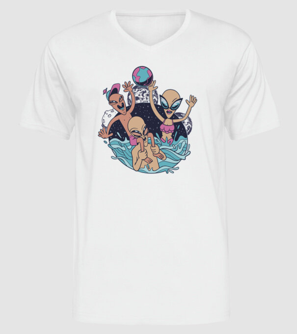 Alien Familie ștrand model alb pe tricou