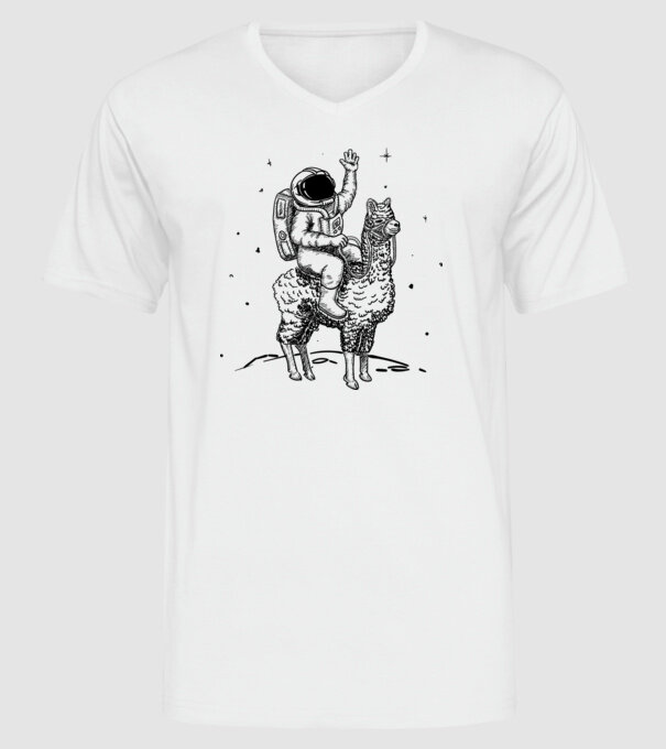 Alpaca Astronaut model alb pe tricou