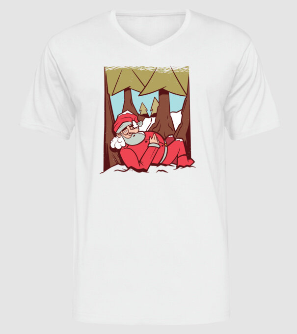 Moș Crăciun dormind model alb pe tricou