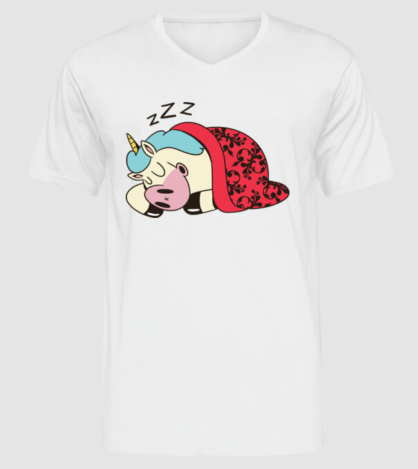 Unicorn adormit model alb pe tricou