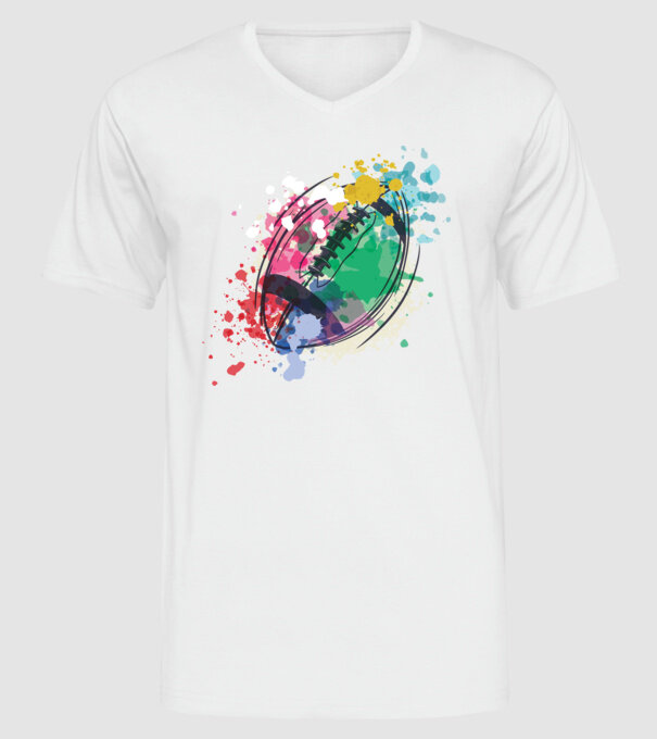 Fotbal american Acuarelă model alb pe tricou