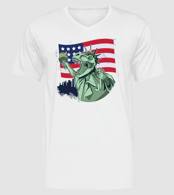 Ziua Independenței americane 4 iulie T-rex model alb pe tricou