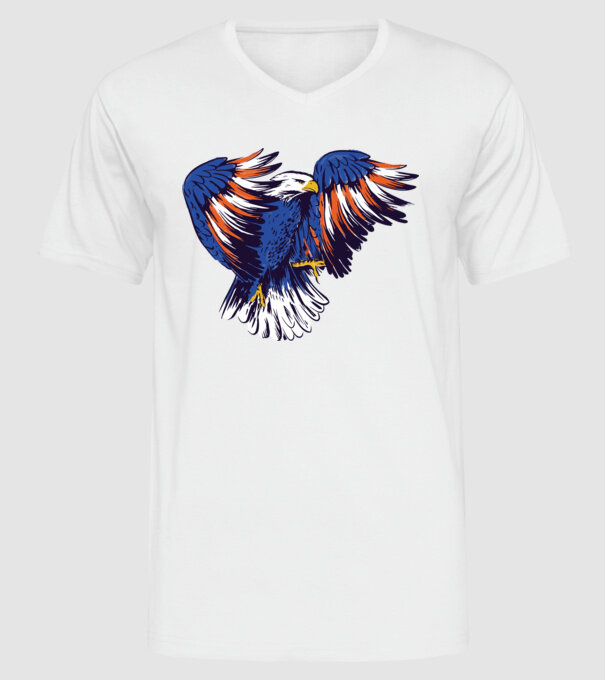 Vultur American model alb pe tricou