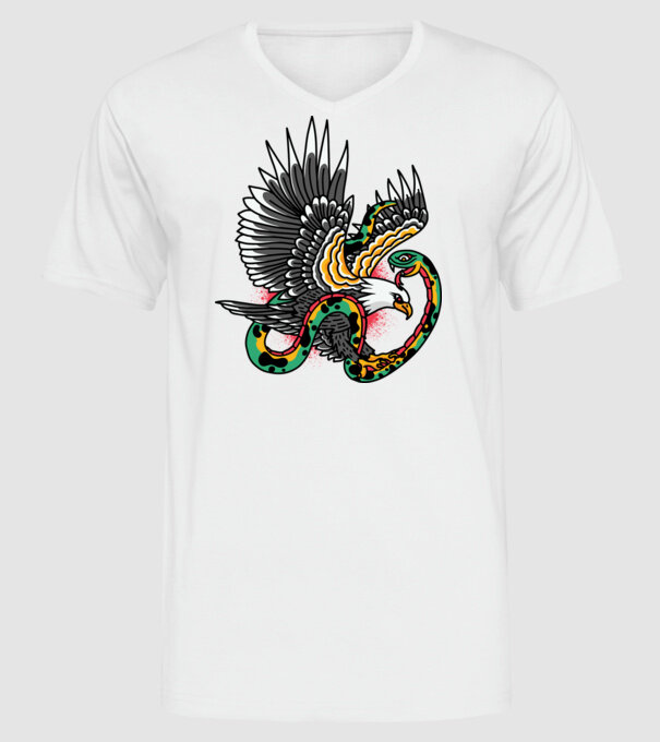 Vultur American model alb pe tricou