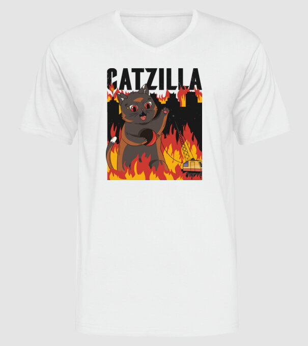 Anime Catzilla model alb pe tricou