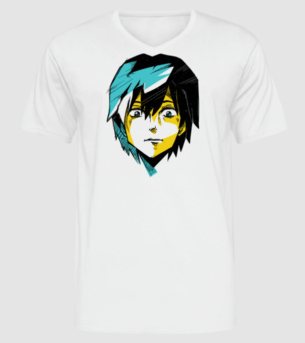 Cap Anime model alb pe tricou