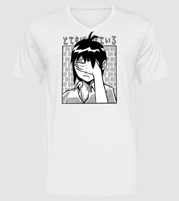 Cap Anime model alb pe tricou