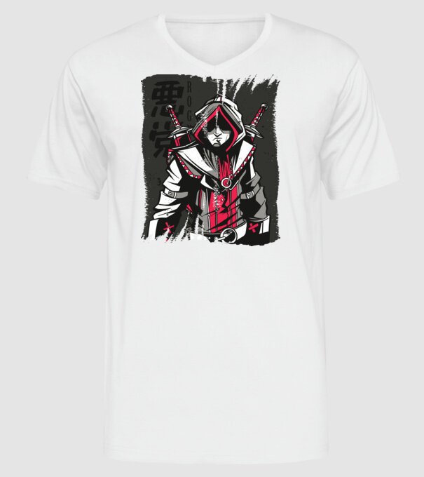 Războinic Anime model alb pe tricou