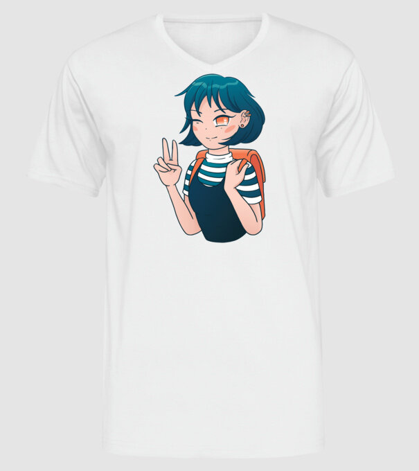 Anime fată model alb pe tricou