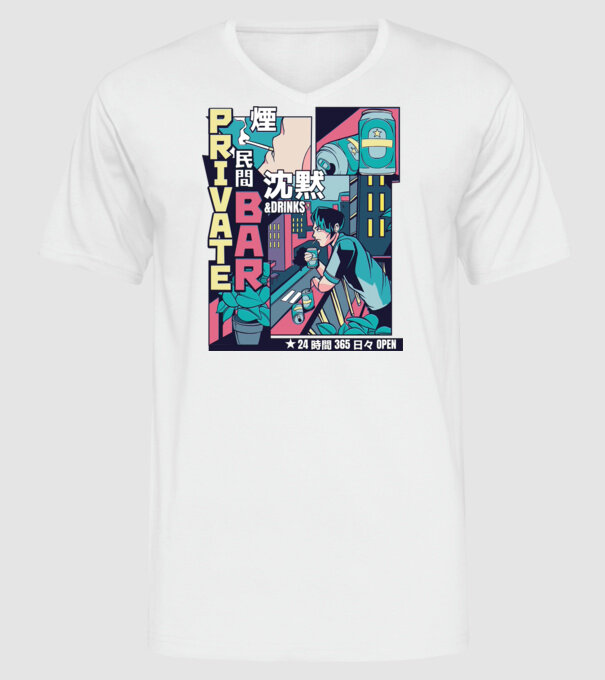 Anime Vaporwave benzi desenate model alb pe tricou