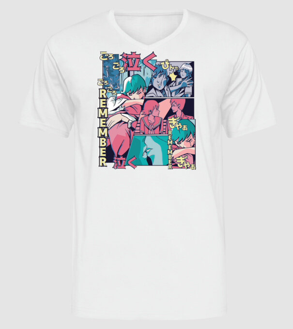Anime Vaporwave benzi desenate model alb pe tricou
