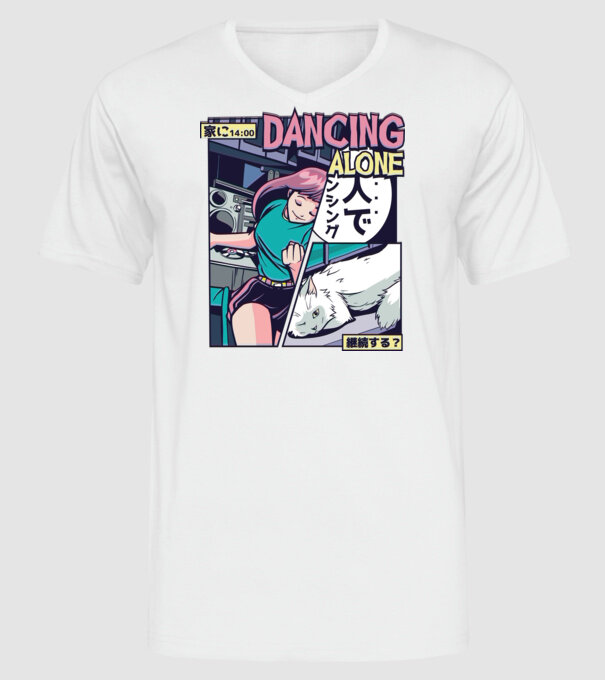Anime Vaporwave benzi desenate model alb pe tricou
