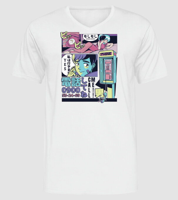 Anime Vaporwave benzi desenate model alb pe tricou