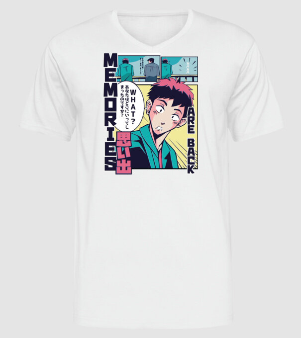 Anime Vaporwave benzi desenate model alb pe tricou