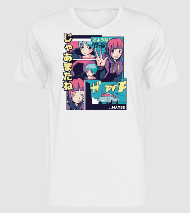 Anime Vaporwave See you Later model alb pe tricou