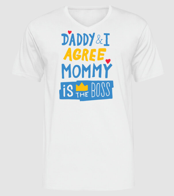 Mama e șefa model alb pe tricou