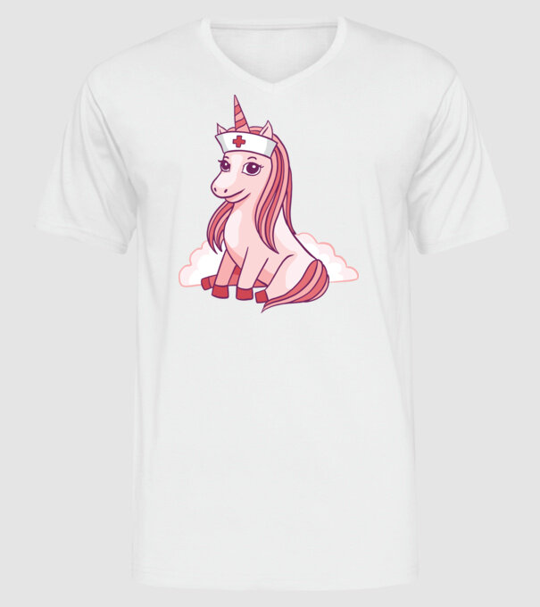 Îngrijitor unicorn model alb pe tricou