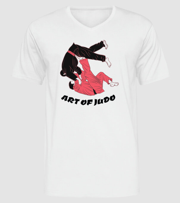 Art of Judo model alb pe tricou