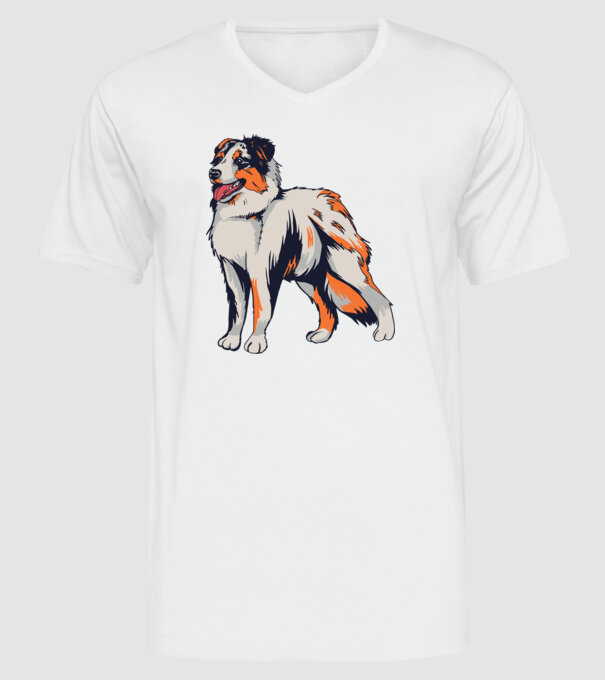 Câine ciobănesc Australian model alb pe tricou