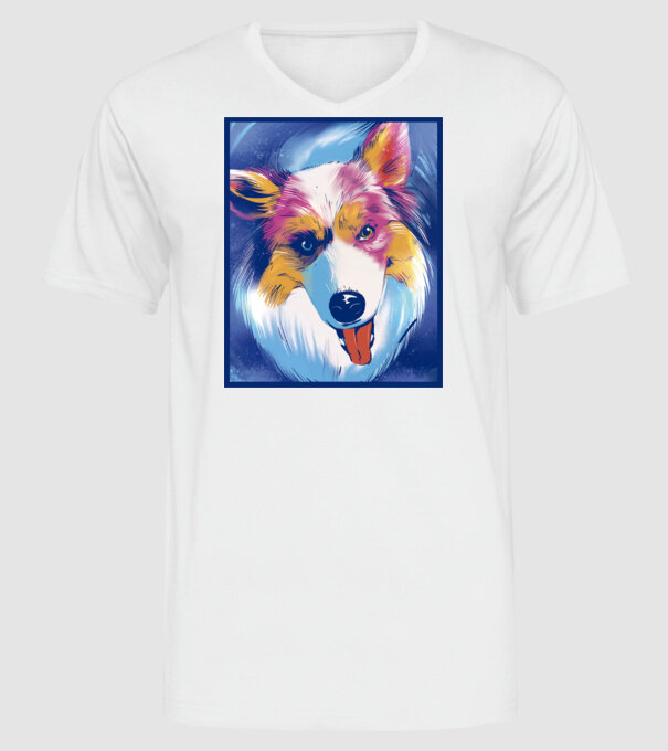 Câine ciobănesc australian model alb pe tricou