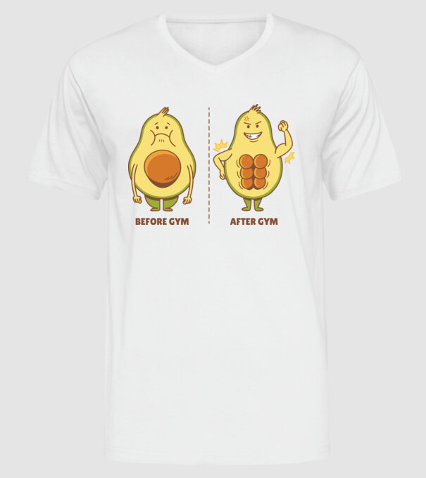 Antrenament Avocado model alb pe tricou