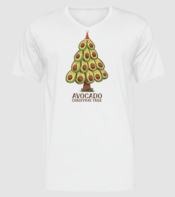 Pom de Crăciun Avocado model alb pe tricou