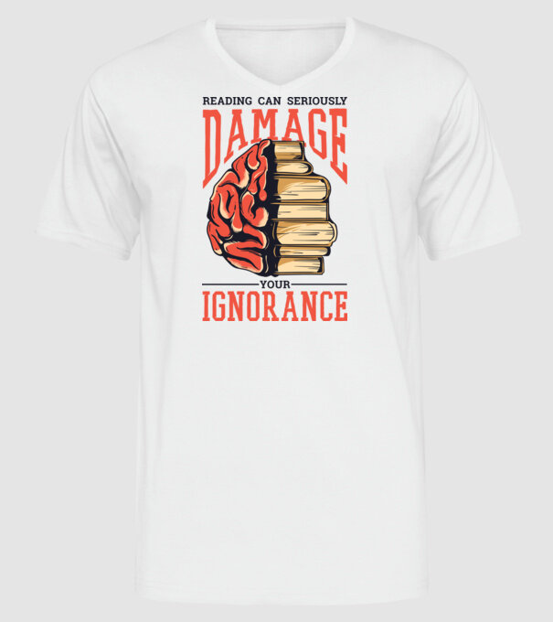 Cititul poate dăuna grav ignoranței tale model alb pe tricou