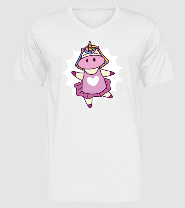 Unicorn dansator de balet model alb pe tricou