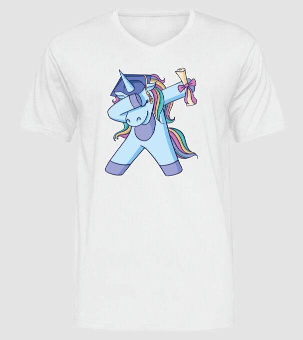 Unicorn Absolvent model alb pe tricou