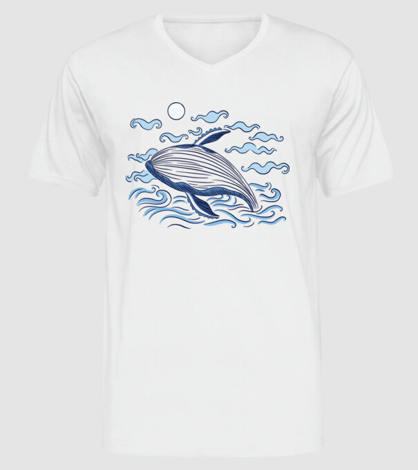 Balenă model alb pe tricou